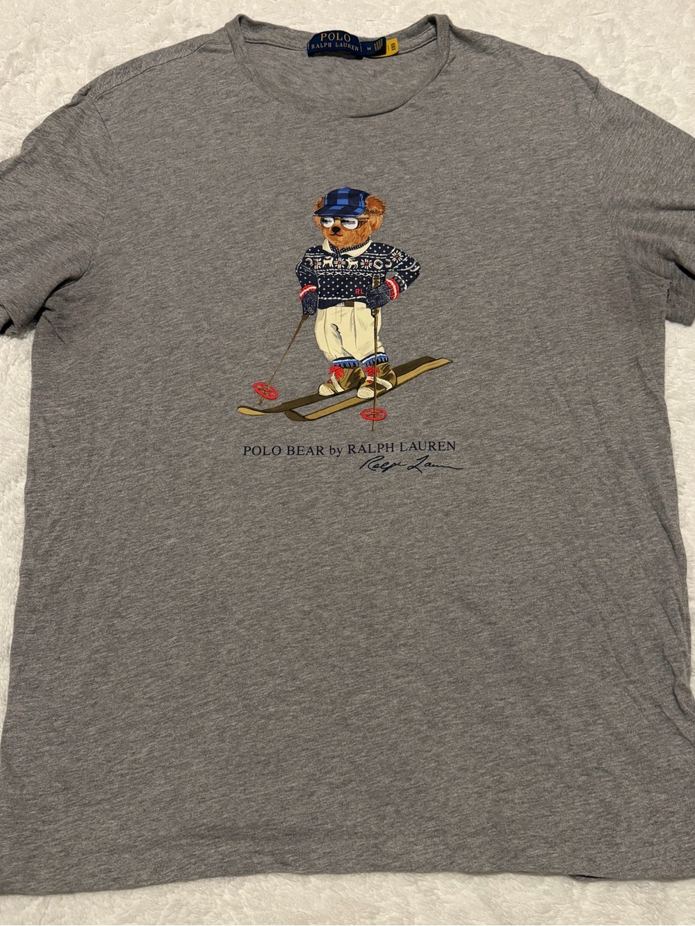 Polo by Ralph Lauren Men’s Grey Polo Bear Graphic T-Shirt